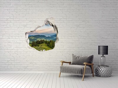Hole in the wall decal Mountain landscape at sunrise