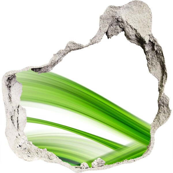 3D wall hole wallpaper Green meadow through a hole in the wall