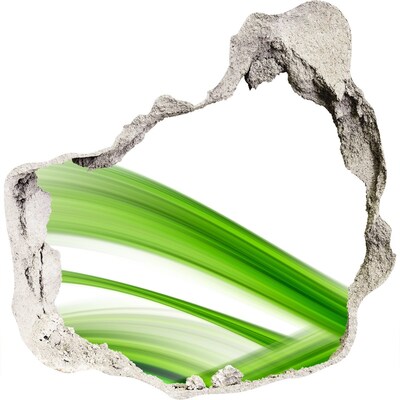 3D wall hole wallpaper Green meadow through a hole in the wall