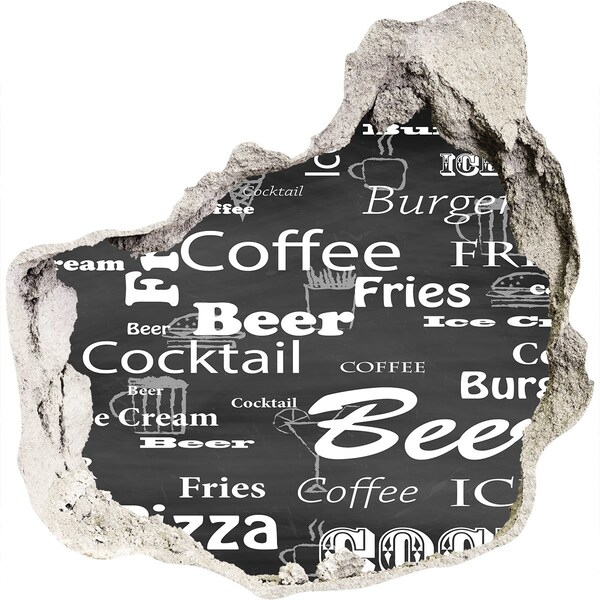 3D wall hole wallpaper Culinary chaos in the hole