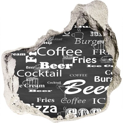 3D wall hole wallpaper Culinary chaos in the hole