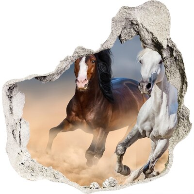 Hole wall sticker Wild gallop of horses