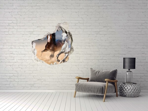 Hole wall sticker Wild gallop of horses