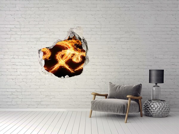 Hole wall sticker Burning snakes in the fire