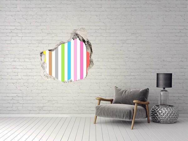 Hole in the wall sticker Colorful stripes through a hole in the wall