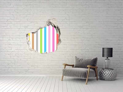 Hole in the wall sticker Colorful stripes through a hole in the wall