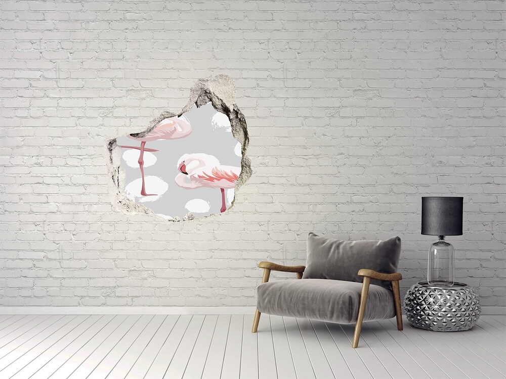 Hole wall sticker Flamingos