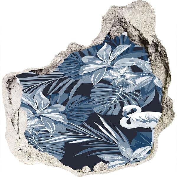Hole in the wall decal Tropical paradise with flamingos