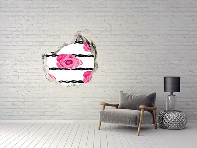 Hole wall sticker brick roses