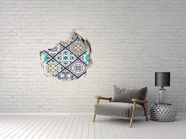 Hole wall sticker Colorful pattern on tiles