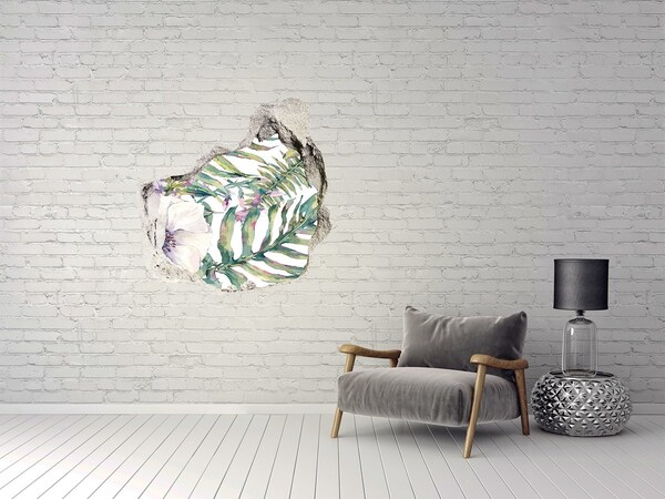 Hole wall sticker Tropical garden behind the wall