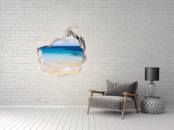 3D wall hole Caribbean Beach Through a Hole in the Wall