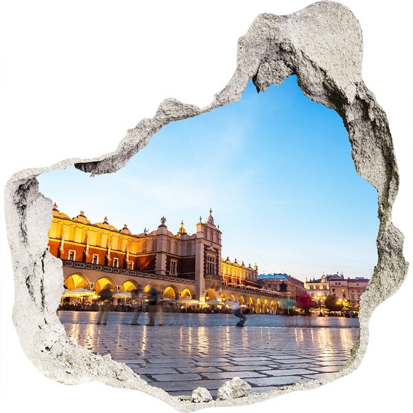 3D wall hole Krakow at sunset