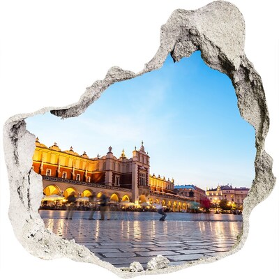 3D wall hole Krakow at sunset
