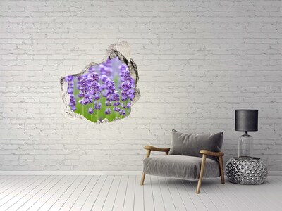 3D wall hole wallpaper Lavender field in the sunshine