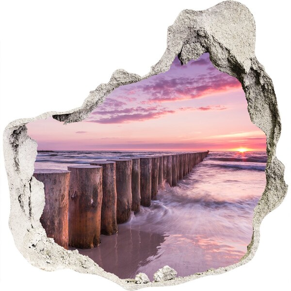Hole wall sticker Sunset over the sea