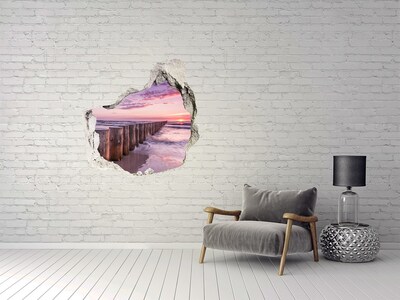 Hole wall sticker Sunset over the sea