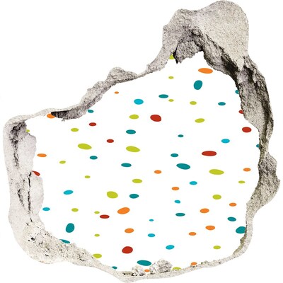 Hole wall sticker Colorful dots on a white background