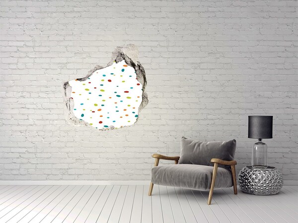 Hole wall sticker Colorful dots on a white background