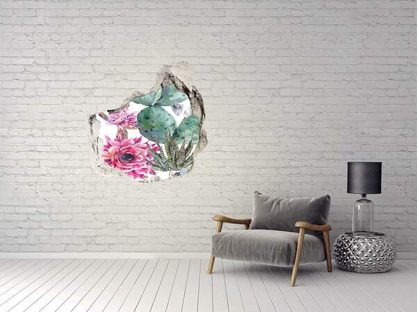 Hole in the wall decal A floral oasis behind the wall