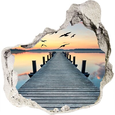 Hole wall sticker Sunset over the lake
