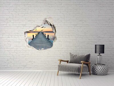 Hole wall sticker Sunset over the lake