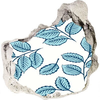 Hole in the wall sticker Green leaves on the wall background