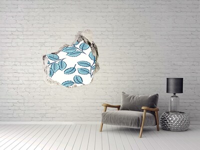 Hole in the wall sticker Green leaves on the wall background