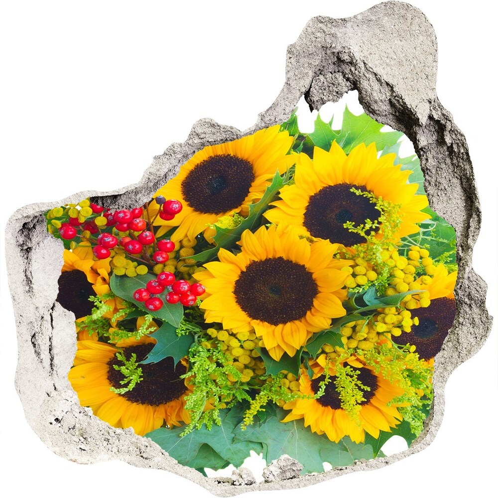 Hole in the wall decal Bouquet of sunflowers