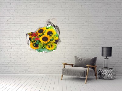 Hole in the wall decal Bouquet of sunflowers