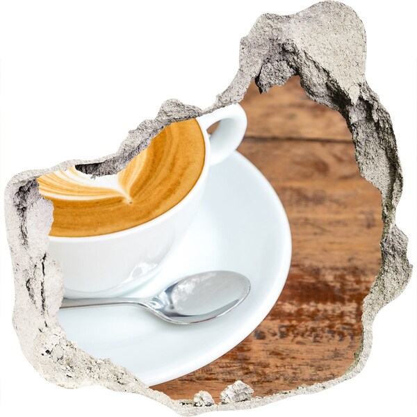 3D wall hole wallpaper Coffee in a broken wall