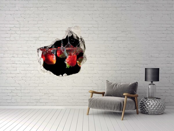 Hole in the wall sticker Fruity splash with strawberries