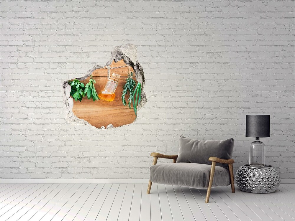 3D wall hole wallpaper Herbs on a string