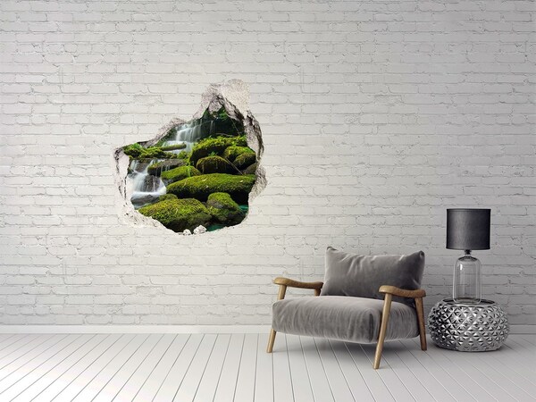 Hole in the wall decal Green Oasis with Waterfall