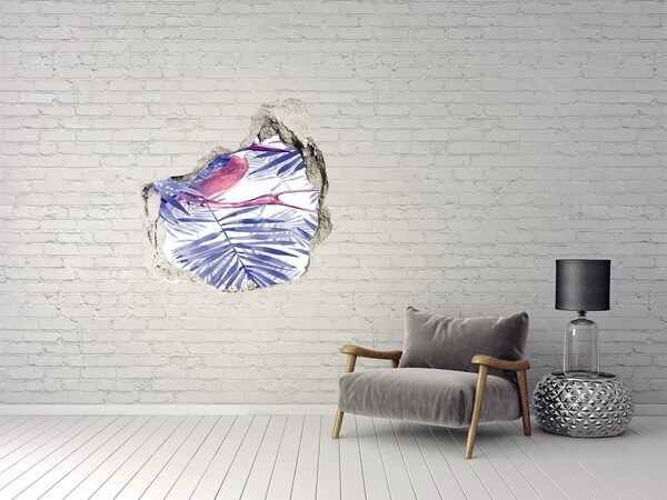 3D wall hole wallpaper Tropical paradise behind the wall