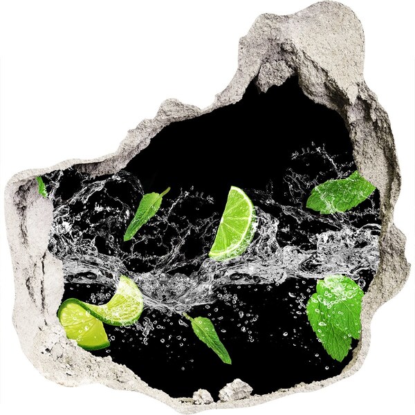 3D wall hole wallpaper Refreshing lime cocktail