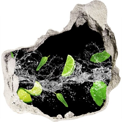 3D wall hole wallpaper Refreshing lime cocktail