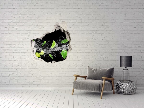 3D wall hole wallpaper Refreshing lime cocktail
