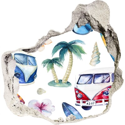 Hole in the wall sticker Retro Caribbean Vacation