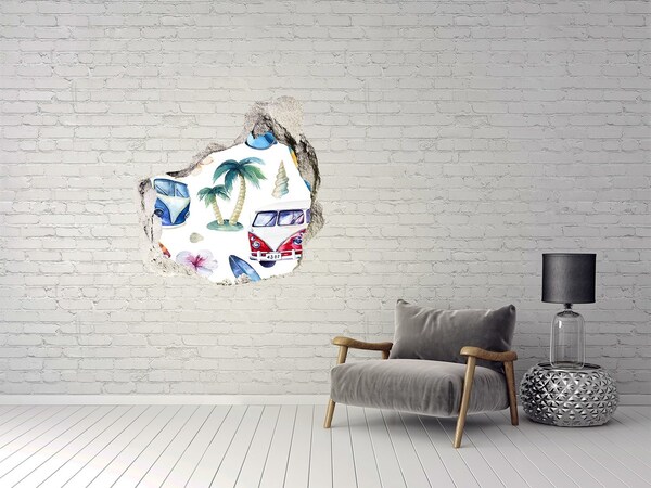 Hole in the wall sticker Retro Caribbean Vacation