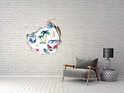 Hole in the wall sticker Retro Caribbean Vacation