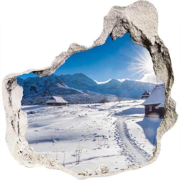 Hole in the wall decal Winter mountain landscape