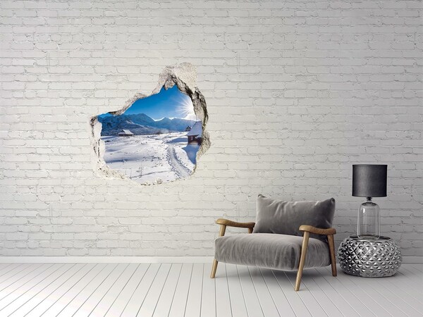 Hole in the wall decal Winter mountain landscape