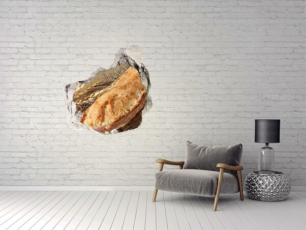 3D wall hole Bread with grain in the background