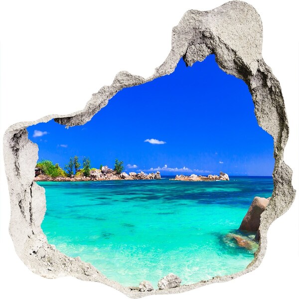 Hole wall sticker Caribbean Beach Through a Hole in the Wall
