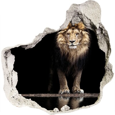 Hole wall sticker Portrait of a lion