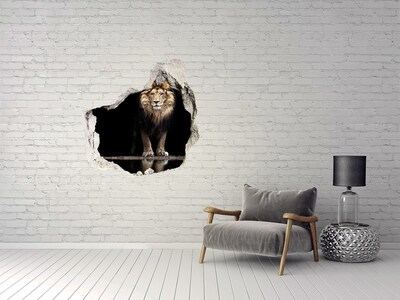 Hole wall sticker Lion in a hole in the wall