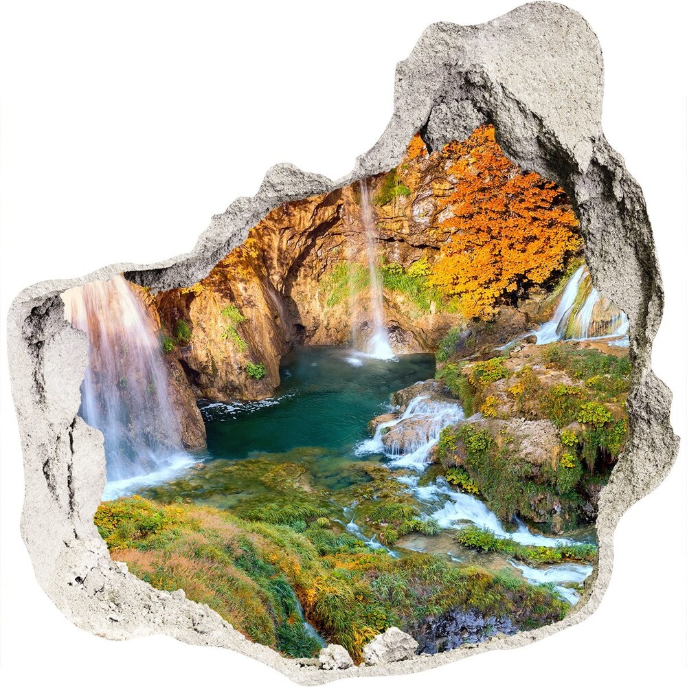 Hole wall sticker Waterfall in autumn