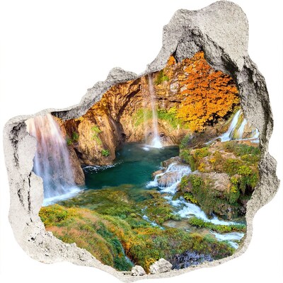 Hole wall sticker Waterfalls in the autumn scenery