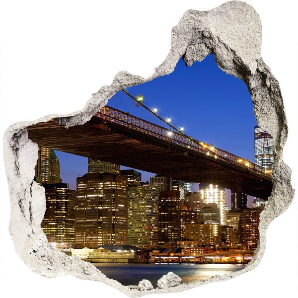 Hole in the wall sticker Brooklyn Bridge at night